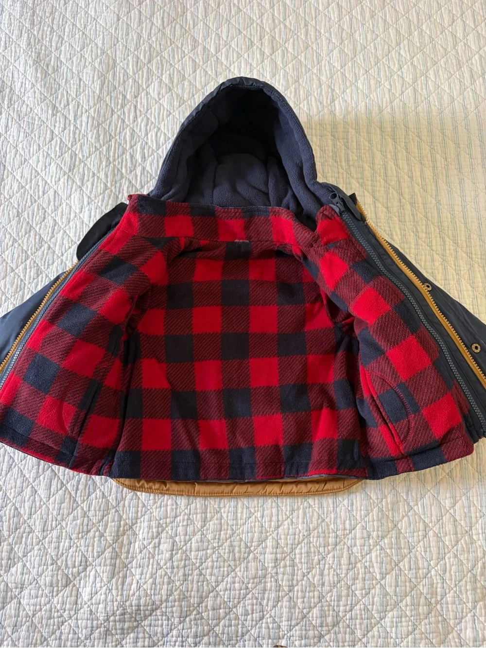 OshKosh B'gosh Hooded Kids Jacket in Brown and Navy